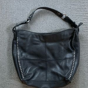 The Sak Black Pebbled Leather Studded Hobo Bag